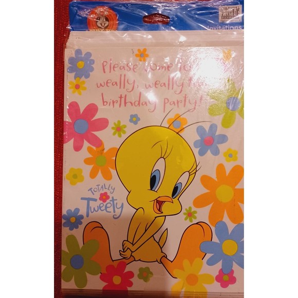 VTG 1997 TWEETY BIRD BIRTHDAY PARTY INVITATIONS - Picture 3 of 6